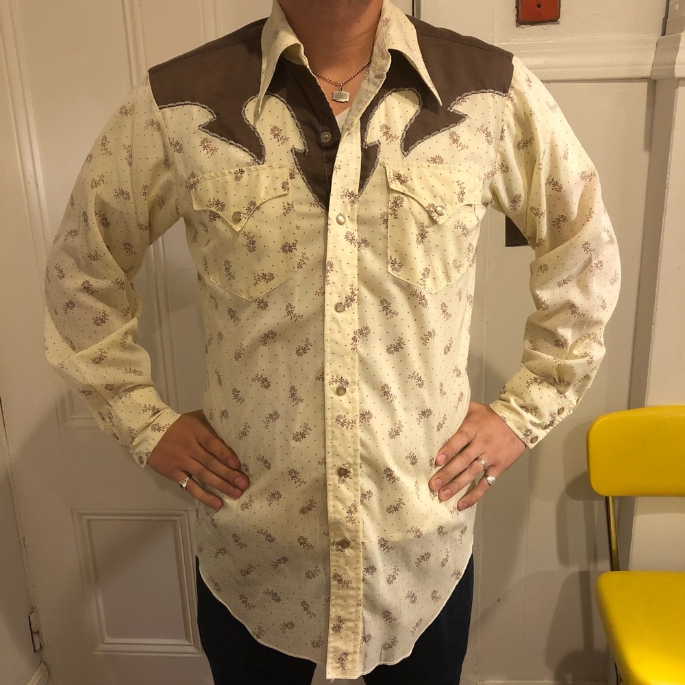 Vintage H bar C Floral Western Shirt M